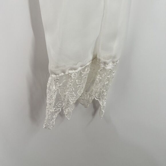 VTG Bhatti France Lace Ruffle Bodysuit Shoulder Pads Victorian S/M Classy - Picture 16 of 16